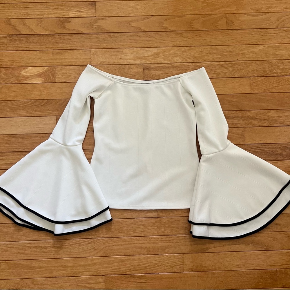 Bar III Off the shoulder bell sleeve top
